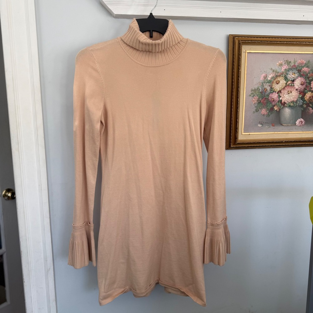 NWT House of Harlow 1960 X Revolve Nude Marni Turtleneck Knit Mini Dress size L - Picture 3 of 6